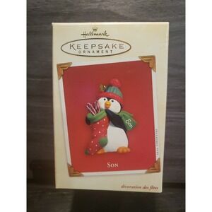 2003 Hallmark Keepsake Ornament Christmas Son Penguin with Stocking Candy Canes
